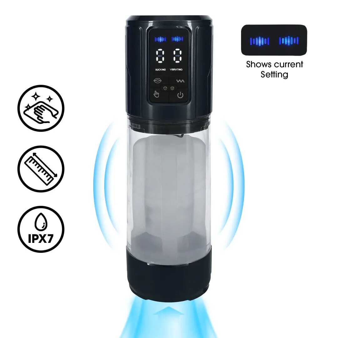 UltraLift Automatische Penispomp met Masturbator - Gun Metal