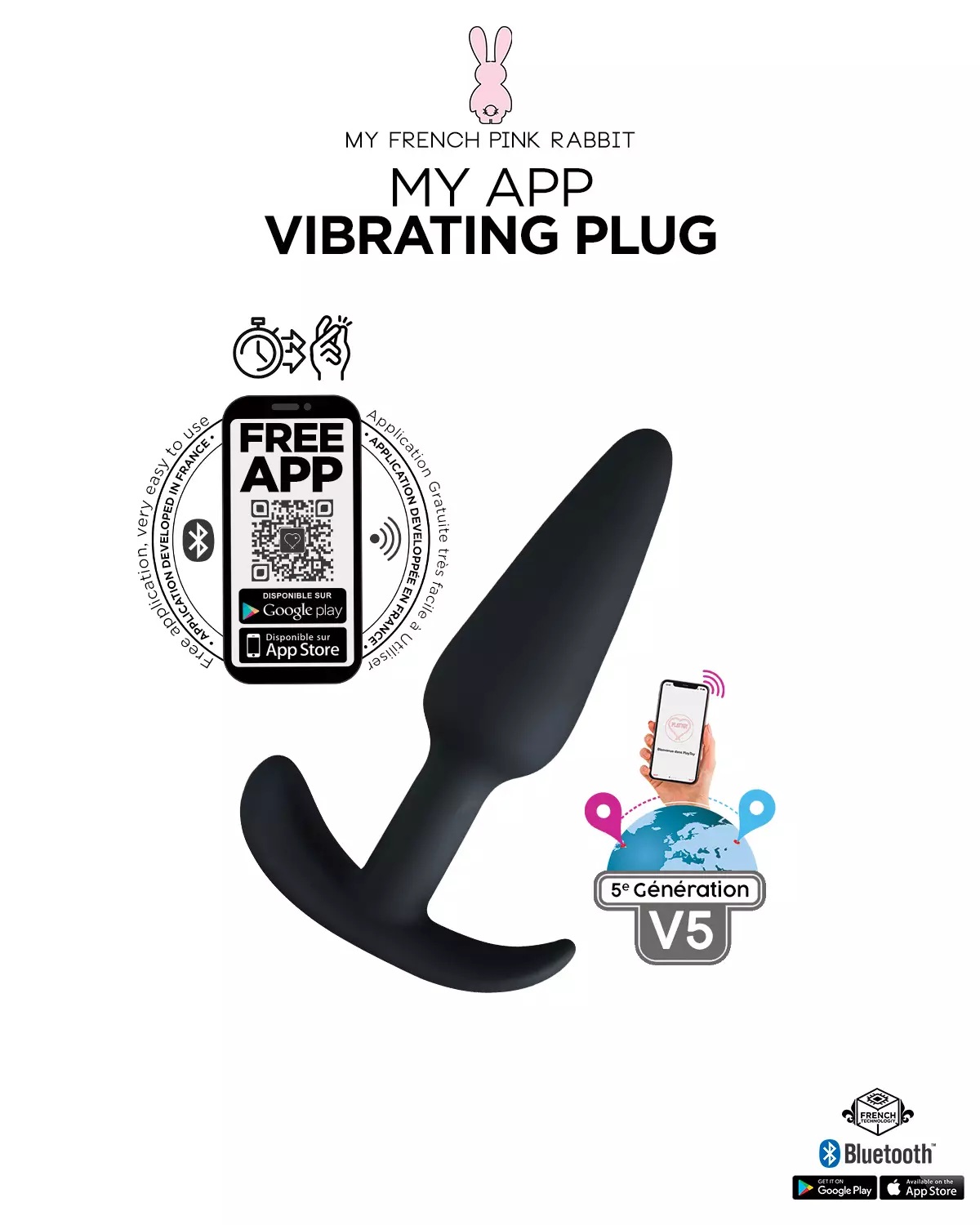 Vibrerende Buttplug Met App Bediening - Zwart