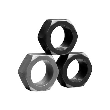 Tom of Finland 3 Piece Hex Nut Cockring Set