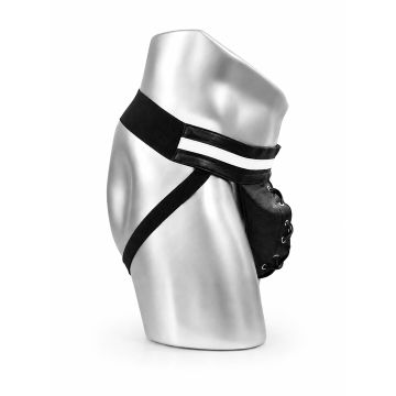 MisterMitch Leren Jockstrap - Zwart/Wit