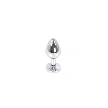 Kiotos Buttplug Aluminium met Rode Siersteen - Medium