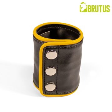 BRUTUS Leren Polsportemonnee met Rits - Zwart/Geel