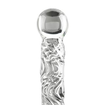 ToyJoy Leren Zweep met Glazen Handvat - Zwart