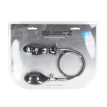 Opblaasbare Buttplug Ribbed - Zwart