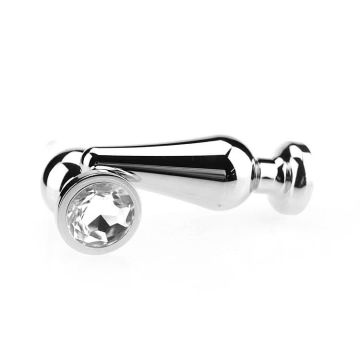 Spartan Steel Aluminium Buttplug met Kristal - Small