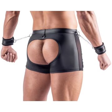 Shorts met Open Achterkant en Handboeien - Zwart