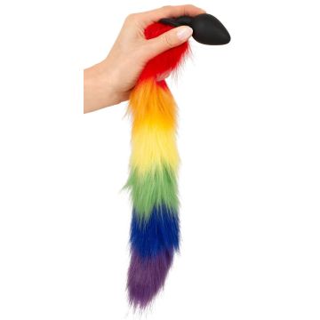 Buttplug Fluffy Tail - Regenboogkleuren