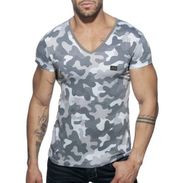 Addicted Washed Camo T-Shirt - Charcoal