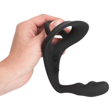 Siliconen Cockring met Anaalplug & Perineum Massager