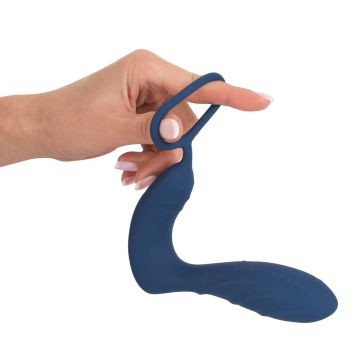 Vibrerende prostaat plug met cockring - Blauw