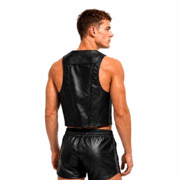MisterMitch Leren Biker Vest - Zwart
