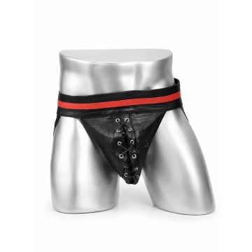 MisterMitch Leren Jockstrap - Zwart/Rood
