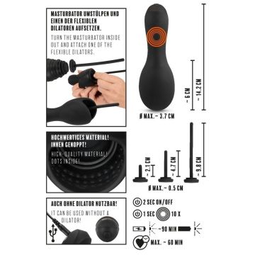 Eikel Masturbator met 3 Dilators