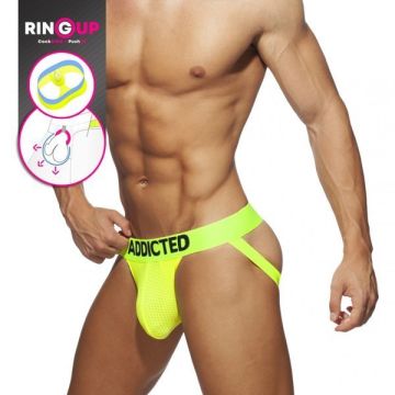 Addicted Ring Up Neon Mesh Jock - Neon Geel