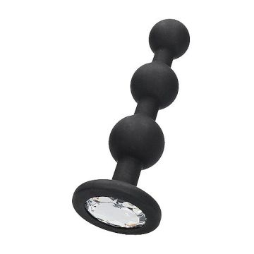 Silicone Beaded Diamond Butt Plug - Zwart