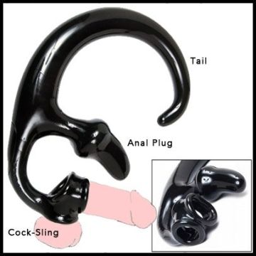 Zwart - Oxballs Alien Tail Butt Plug & Built-In Cocksling 