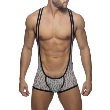 Addicted Tiger Print Bottomless Singlet - Grijs