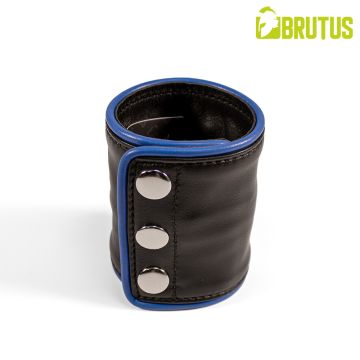  BRUTUS Leren Polsportemonnee met Rits - Zwart/Blauw