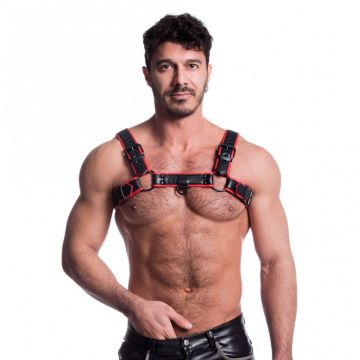 665 Vegan Bulldog Harnas Zwart/Rood