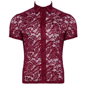 Shirt met Gebloemd Kant Rood - Svenjoyment