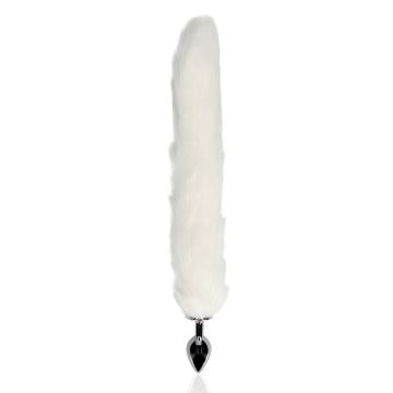 Metalen Buttplug Met Vossenstaart - Wit