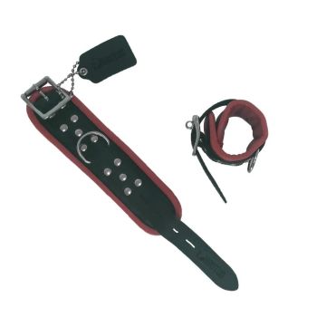 BRUTUS Leren Enkelboeien - Zwart/Rood