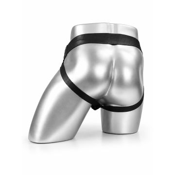 MisterMitch Leren Jockstrap met Rits - Zwart/Blauw