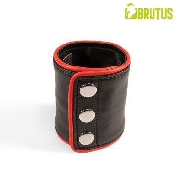  BRUTUS Leren Polsportemonnee met Rits - Zwart/Rood