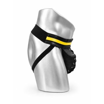 MisterMitch Leren Jockstrap - Zwart/Geel