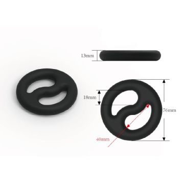 Cock en Ball Duo Ring Yin-Yang - Zwart