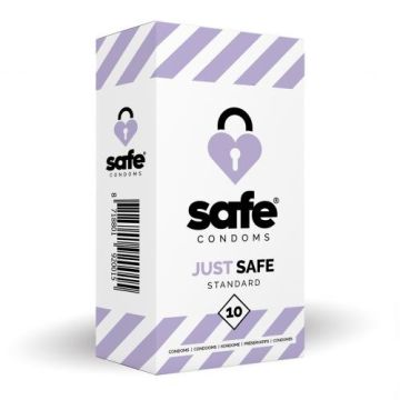 Safe Just Safe Condooms met Glijmiddel op Siliconenbasis Standaard - 10 Stuks