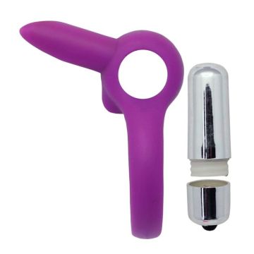 Rekbare Cockring met Bullet - Paars*