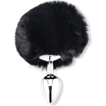 Buttplug met Fluffy Staartje - Zwart*