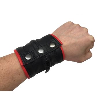 Leather bracelet wallet Red