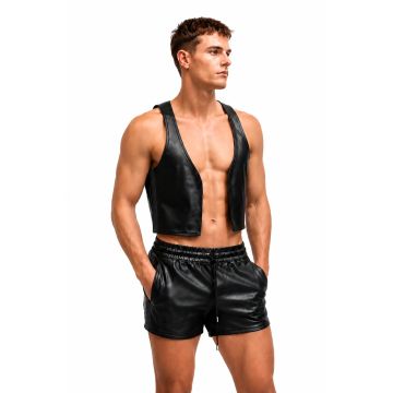 MisterMitch Leren Biker Vest - Zwart