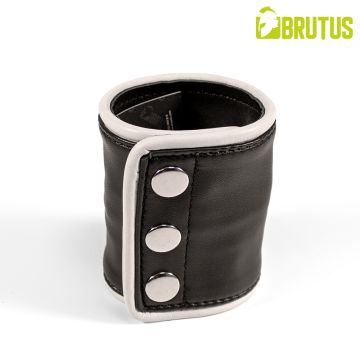 BRUTUS Leren Polsportemonnee met Rits - Zwart/Wit