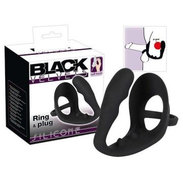 Siliconen Cockring met Anaalplug & Perineum Massager