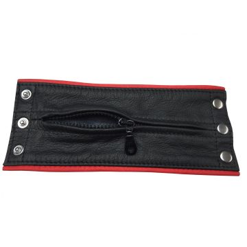 Leather bracelet wallet Red