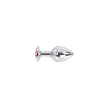 Kiotos Buttplug Aluminium met Rode Siersteen - Medium