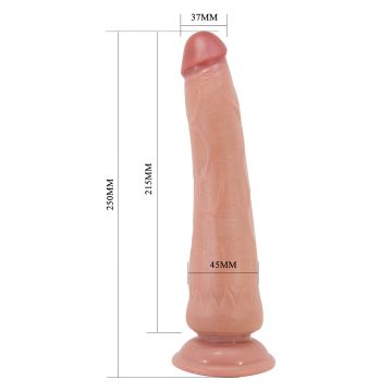 Dildo Tiemeyer 25 cm met Op en Neer Beweegbare Huid - Diepe Huidskleur