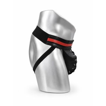MisterMitch Leren Jockstrap - Zwart/Rood