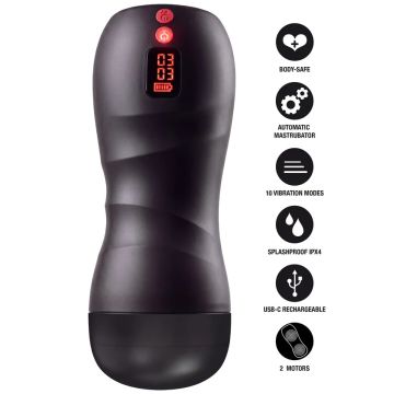 Hidden Desire Vibrerende Masturbator Twin Turbo - Zwart