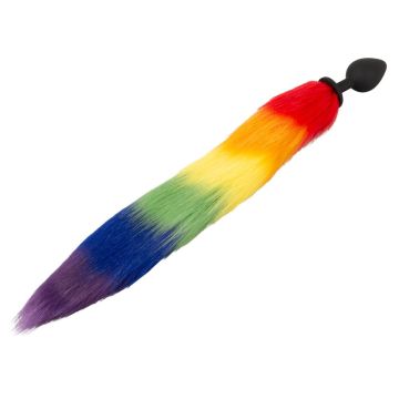 Buttplug Fluffy Tail - Regenboogkleuren
