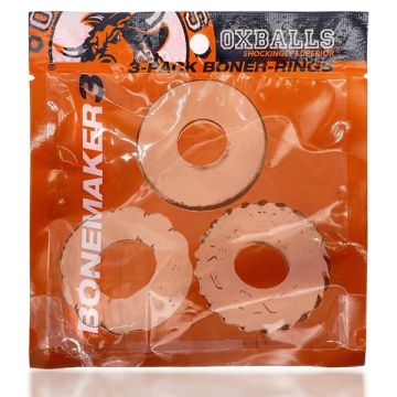Oxballs Bonemaker 3-PACK Cockring Kit - Transparant
