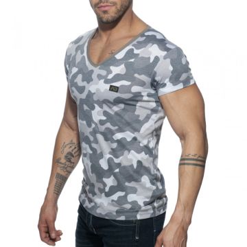 Addicted Washed Camo T-Shirt - Charcoal*