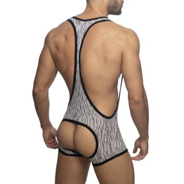 Addicted Tiger Print Bottomless Singlet - Grijs