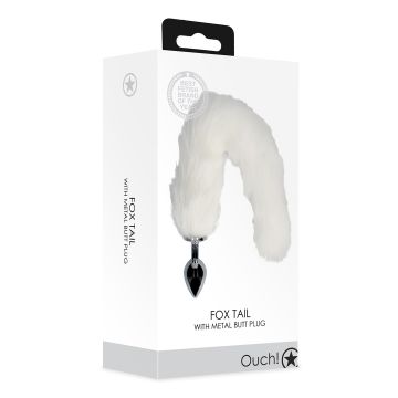 Metalen Buttplug Met Vossenstaart - Wit