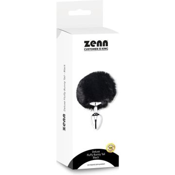 Buttplug met Fluffy Staartje - Zwart*