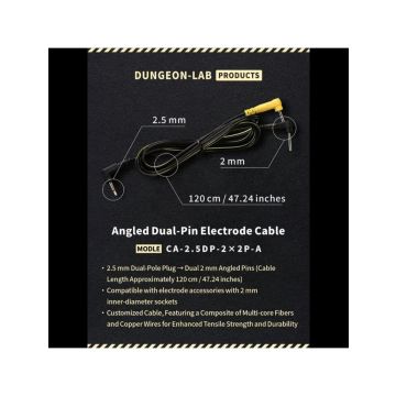 Dungeon Lab Haakse Kabel - 2.5 mm Dual-Pole Plug naar 2 mm Pins