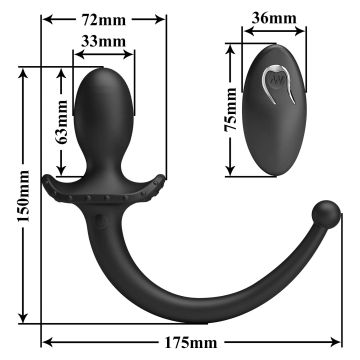 Mr. Play Buttplug met Afstandsbediening en Staart Zwart - Super Power